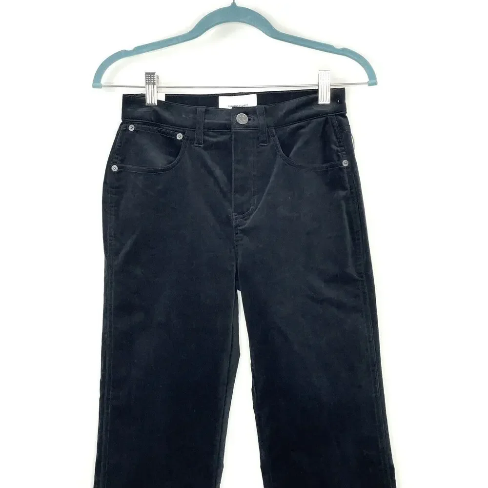 Current Elliott The Vanessa Crop Pants Dark Navy Velvet Womens Size 25 NEW